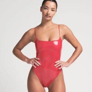 SKIMS Vinyl Thong Bodysuit Red - Size Small NWT